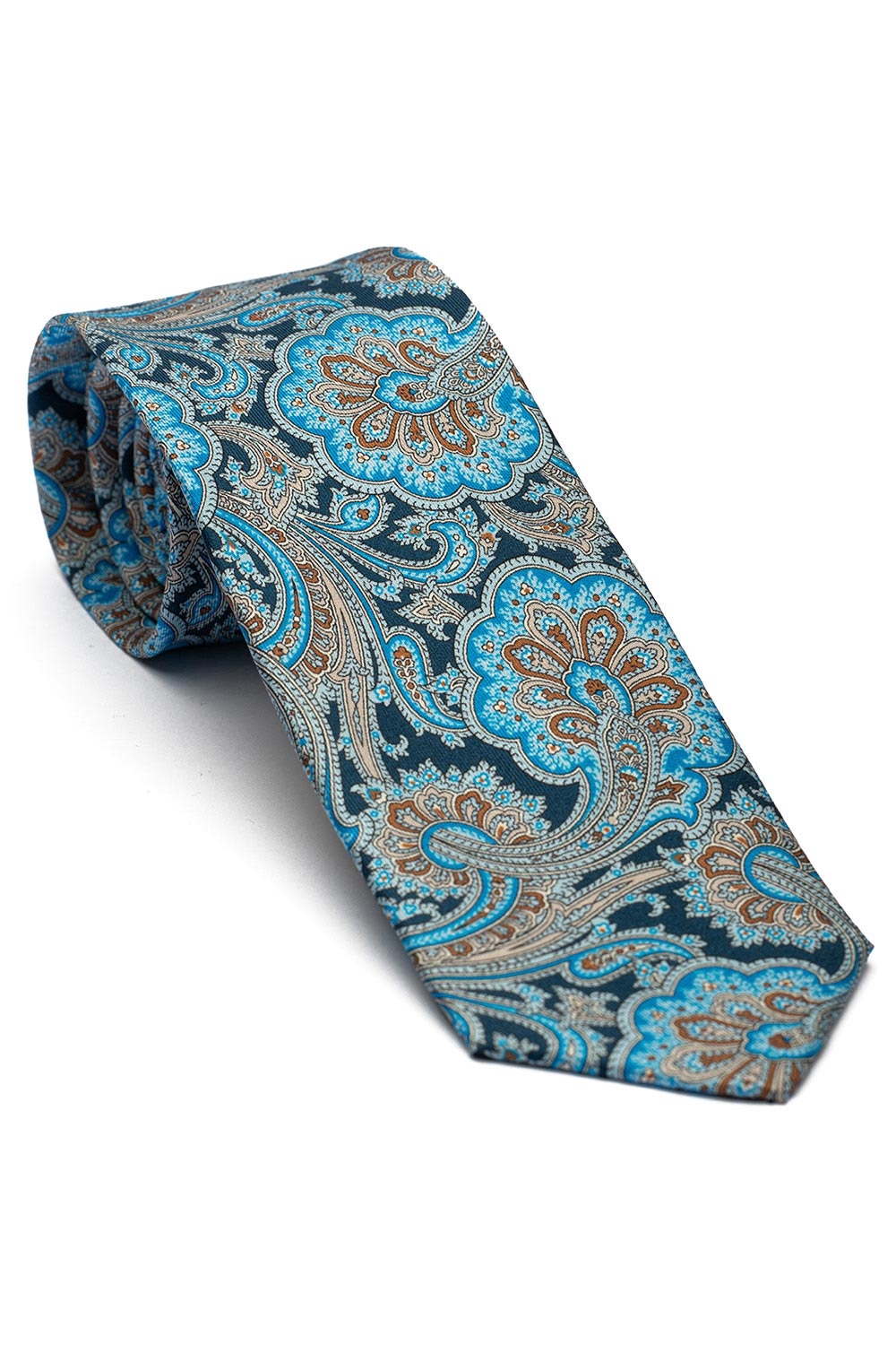Cravata matase imprimata albastra print floral 0