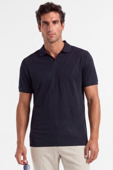 Tricou polo slim bleumarin uni