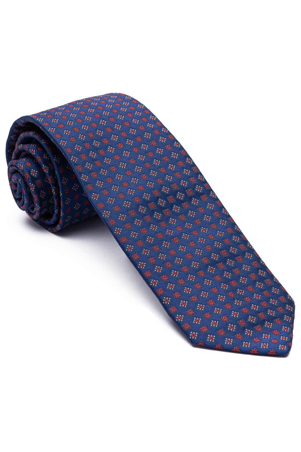 Cravata poliester tesut albastra print geometric 0