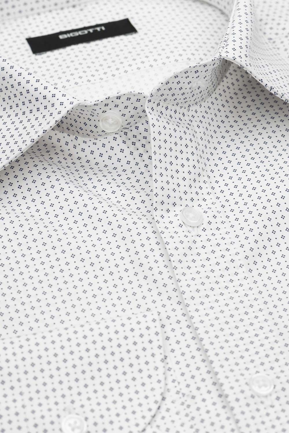 Slim body white geometric shirt 1