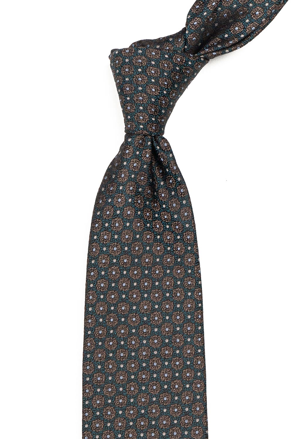 Cravata matase tesuta albastra print floral 1
