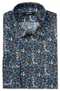 Shaped navy floral shirt