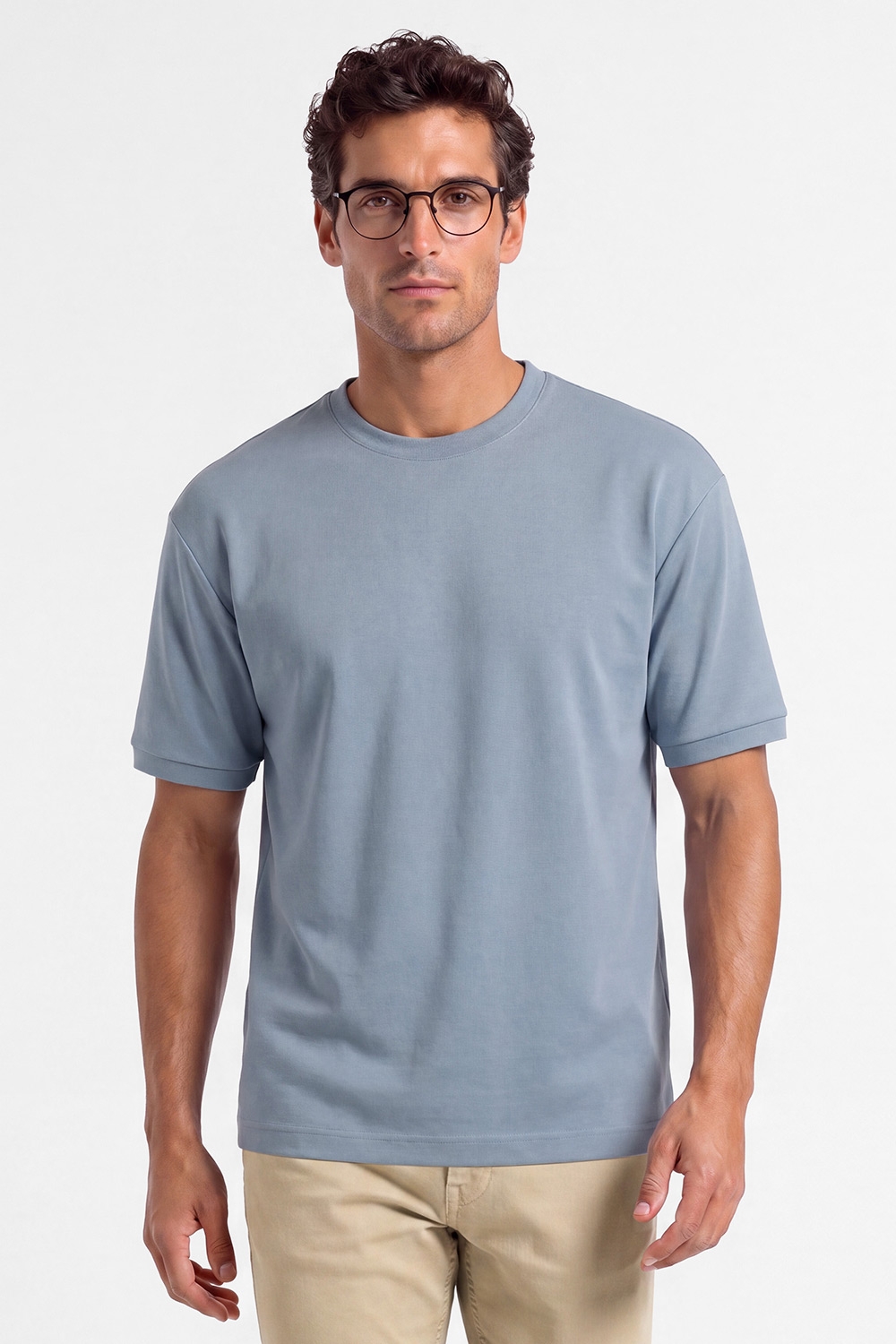 Tricou regular bleu uni 0