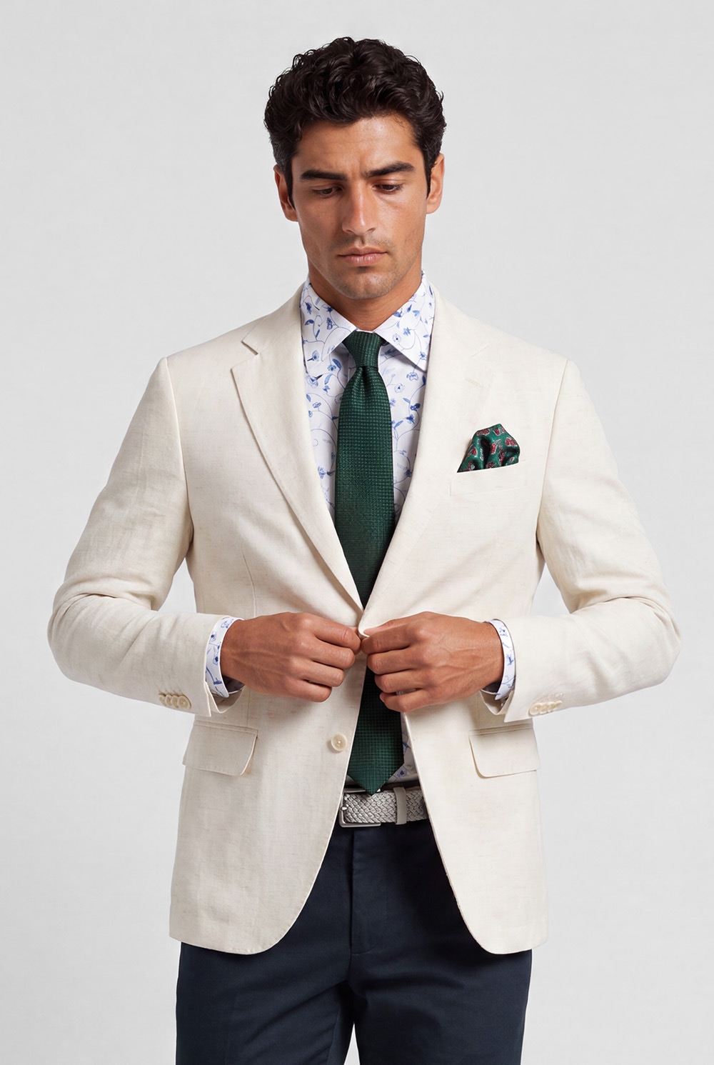 Slim body beige plain blazer 0