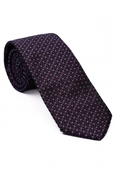 Cravata matase tesuta mov print geometric