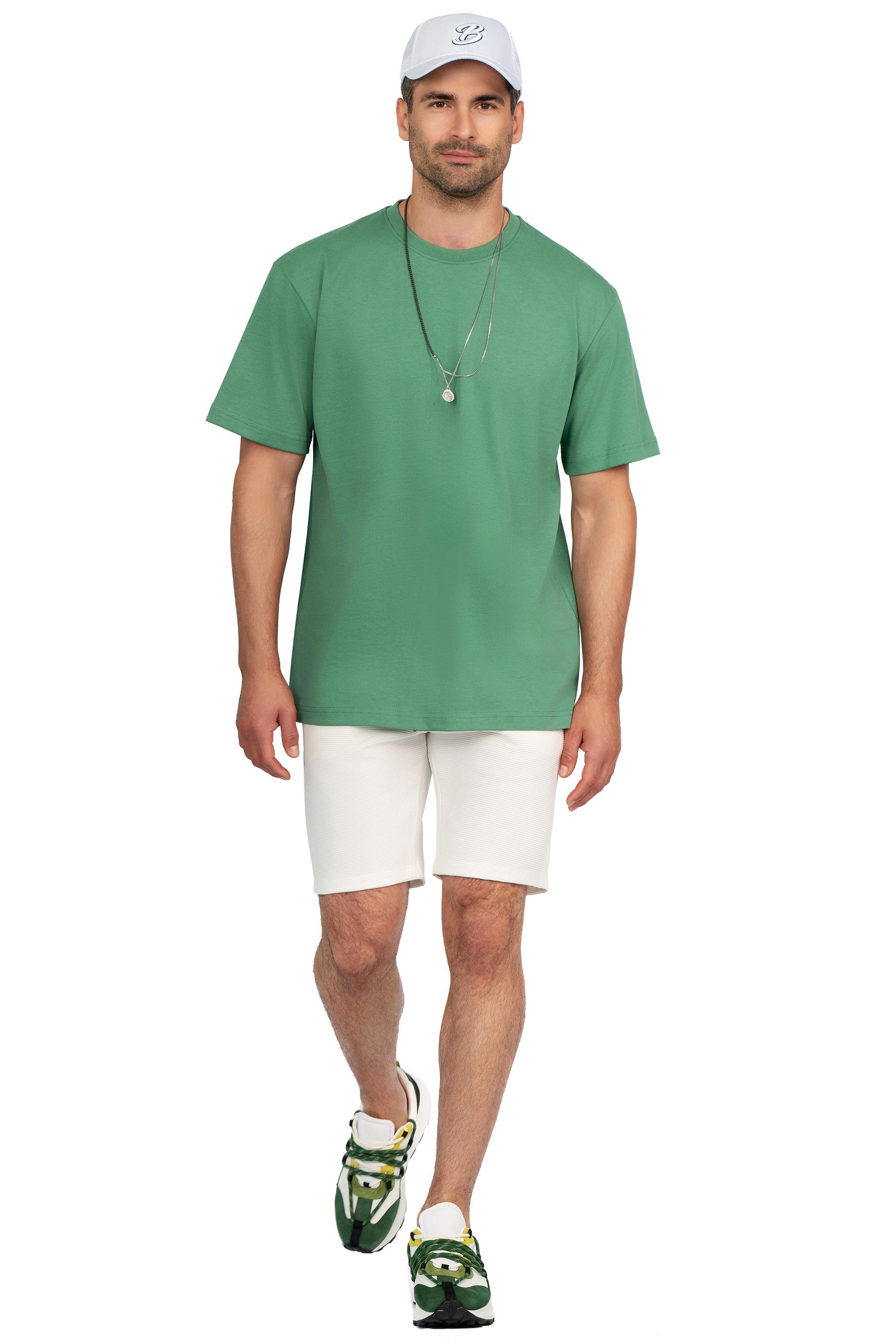 Tricou oversize verde guler rotund 3