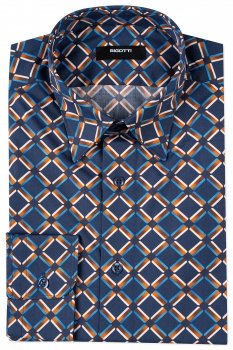Camasa slim bleumarin print geometric