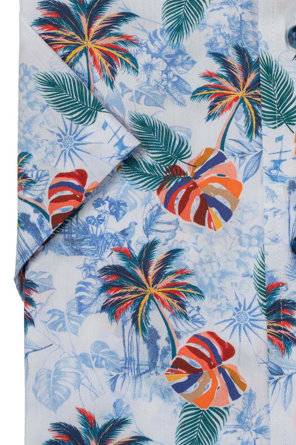 Camasa slim maneca scurta alba print geometric 3