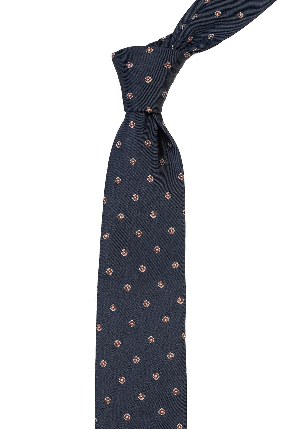 Cravata poliester tesut bleumarin print floral 1