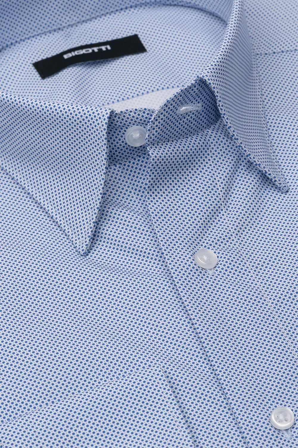 Camasa slim bleu print geometric 1