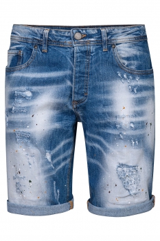 Blugi scurti slim albastri uni