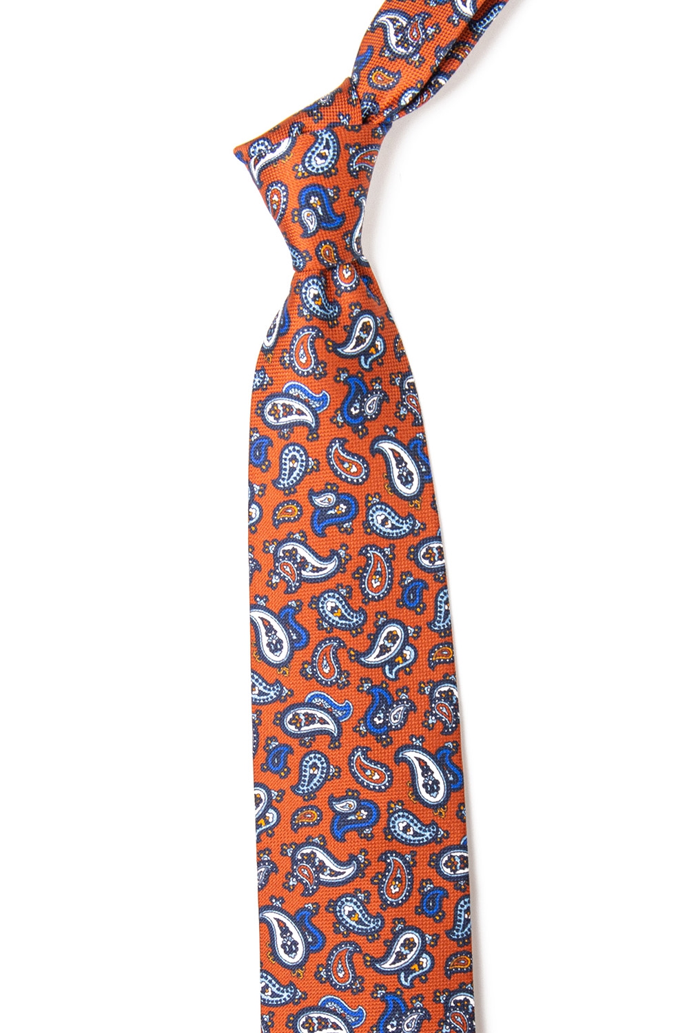 Cravata Matase tesuta Oranj print Floral 1