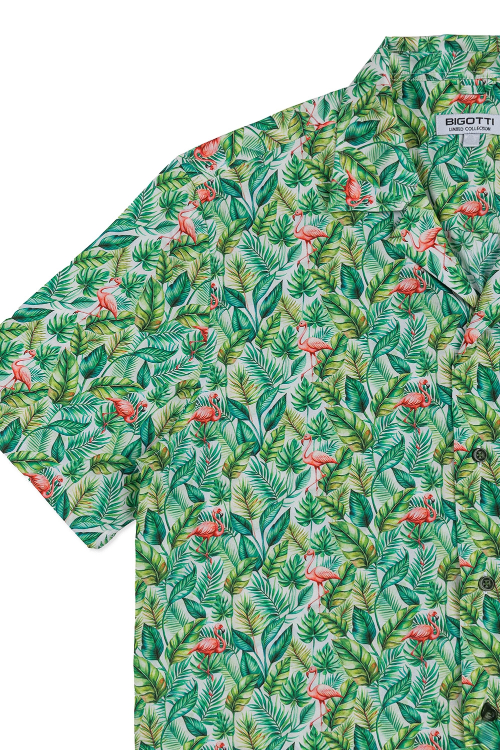 Camasa maneca scurta hawaii verde print floral 1