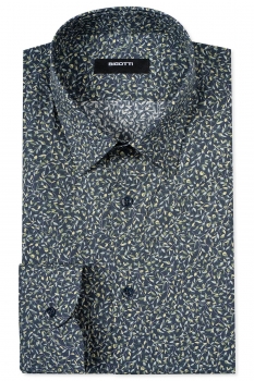 Slim body navy floral shirt