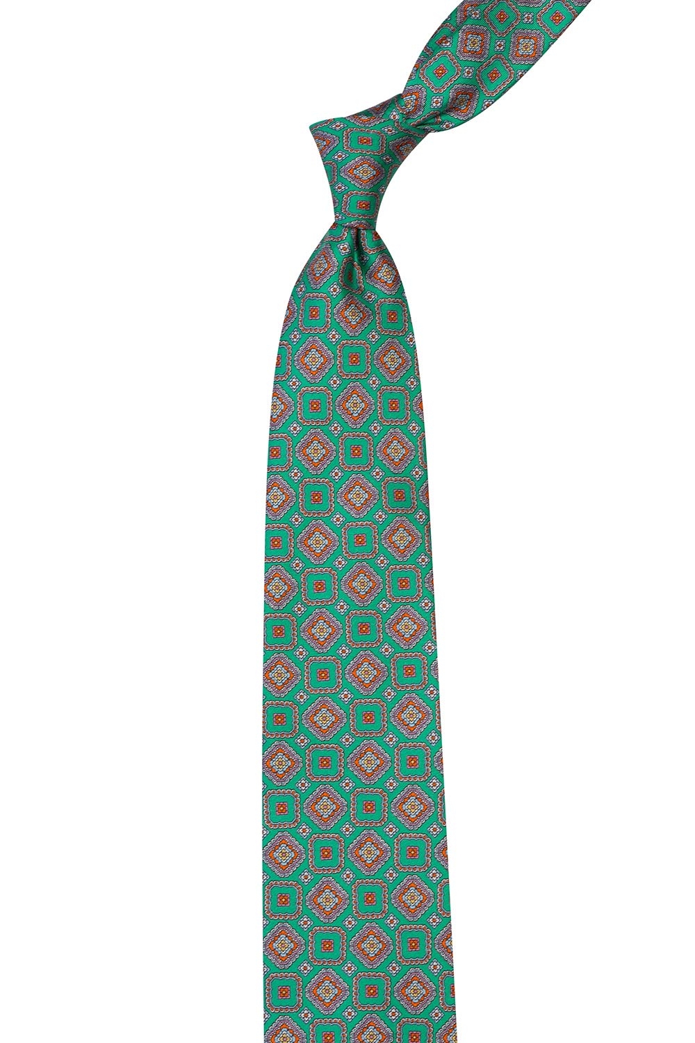 Cravata matase imprimata verde print geometric 1