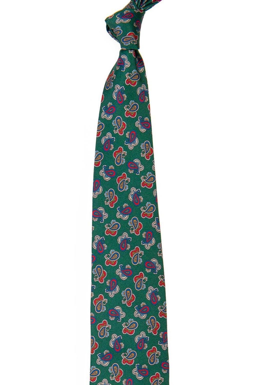 Cravata matase imprimata verde print floral 1