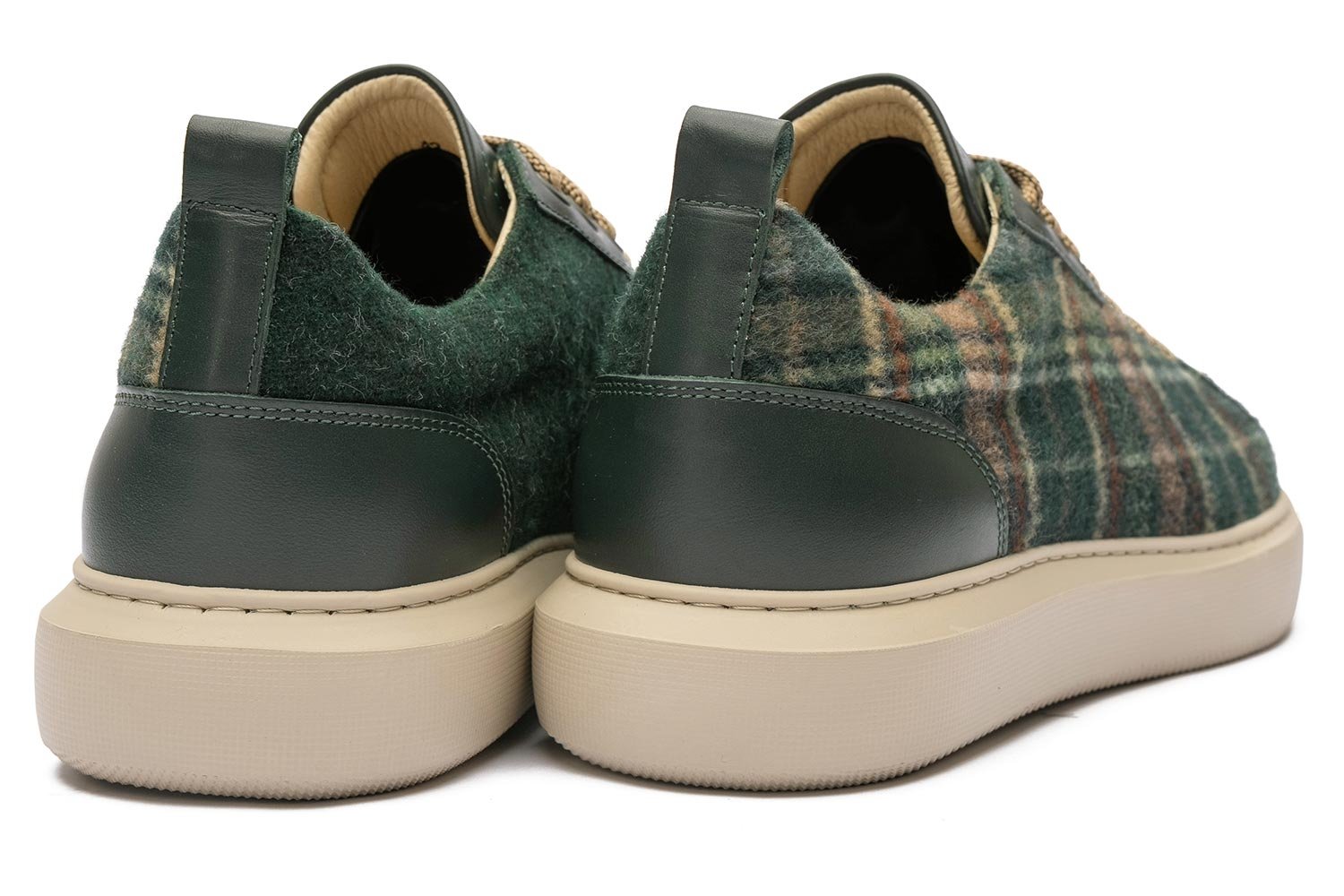 Green leather and textile shoes 2