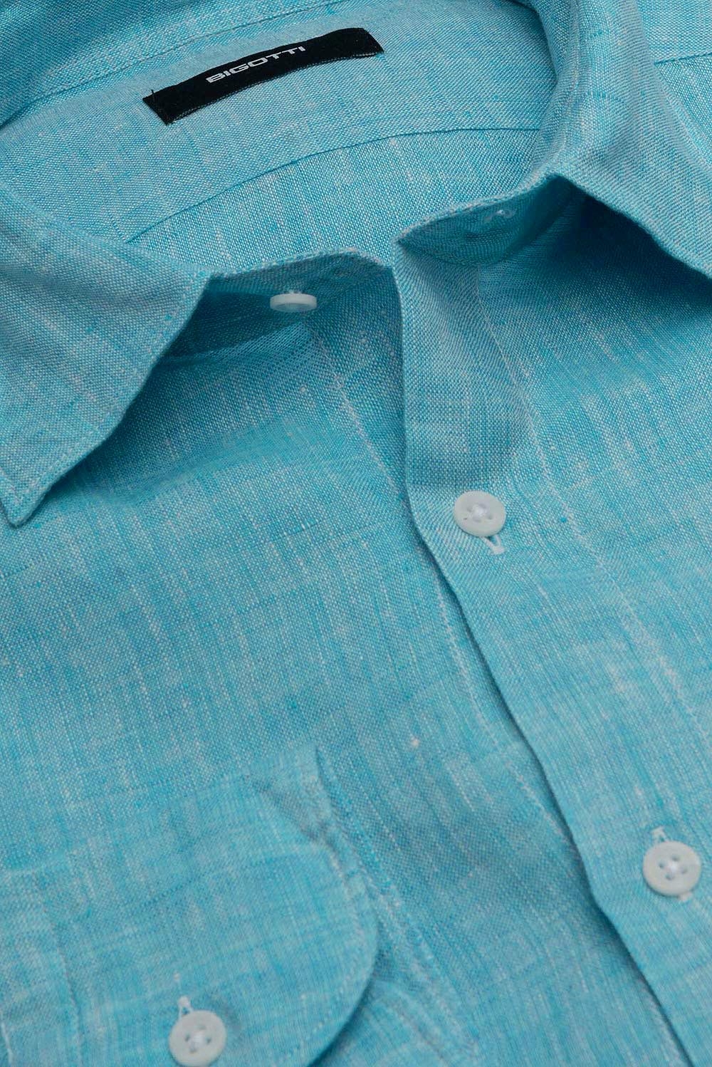 Shaped blue plain shirt 1