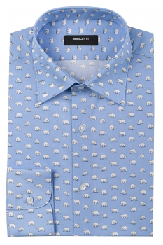 Camasa superslim bleu print geormetric