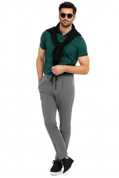 Slim body grey plain trousers