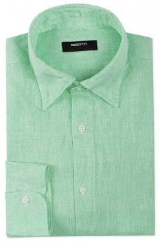 Camasa din in superslim aqua deschis uni