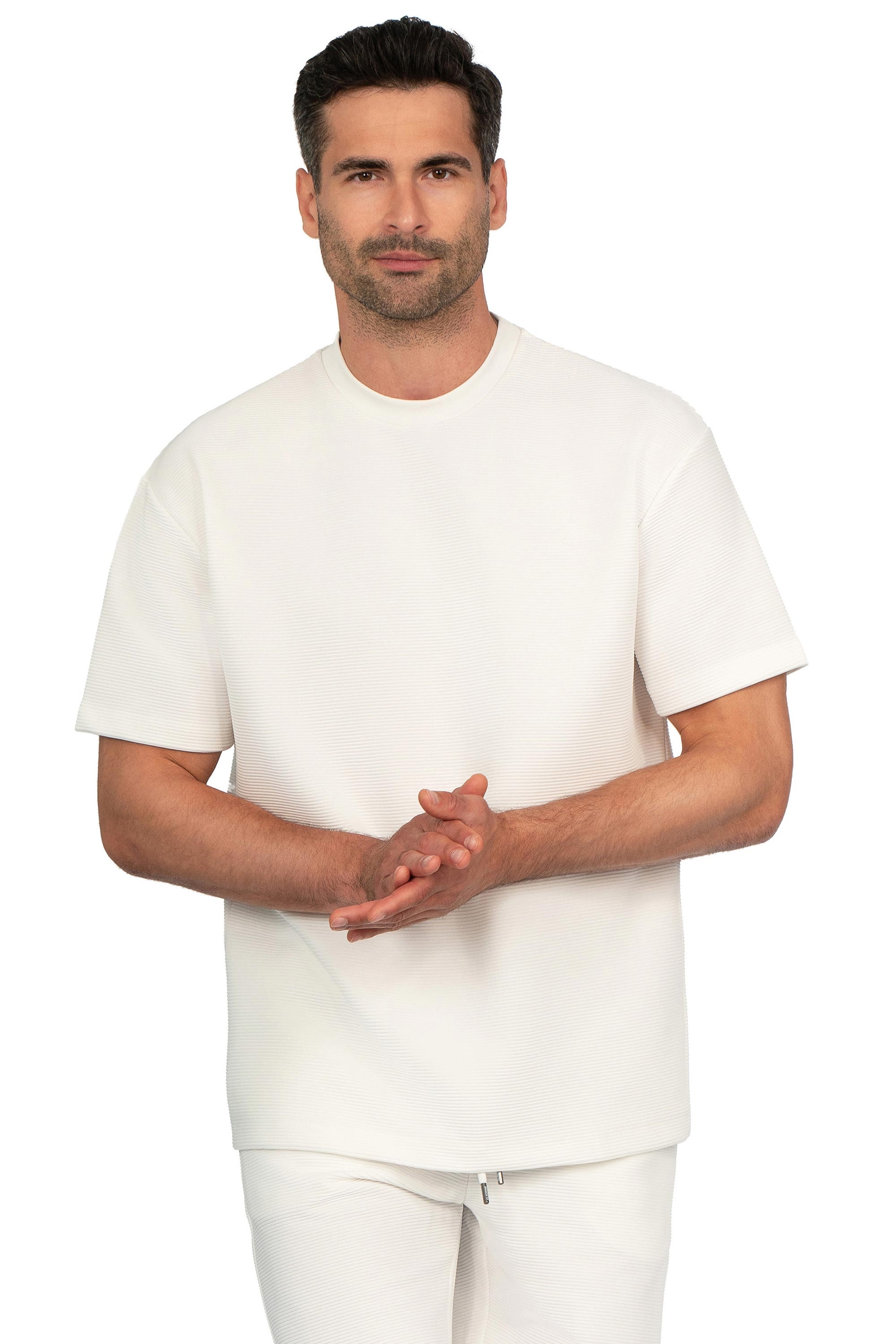 Tricou oversize alb guler rotund 0
