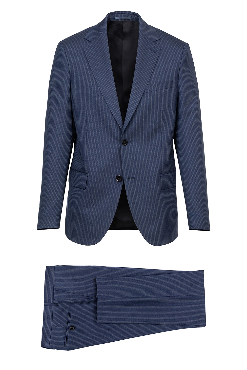 Slim body blue stripe suit 1