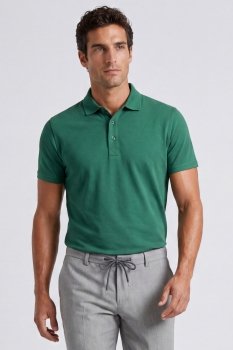 Tricou polo basic verde uni