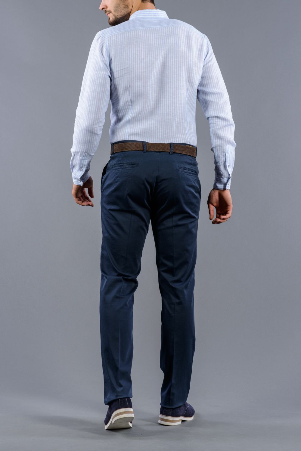 Pantalon regular como albastra structuri bradut 1