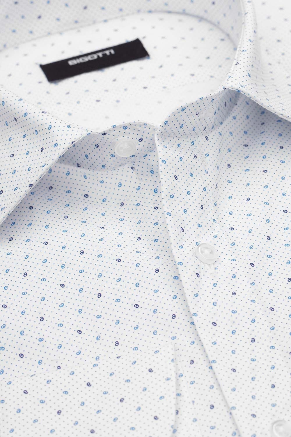 Camasa slim alba print geometric 1