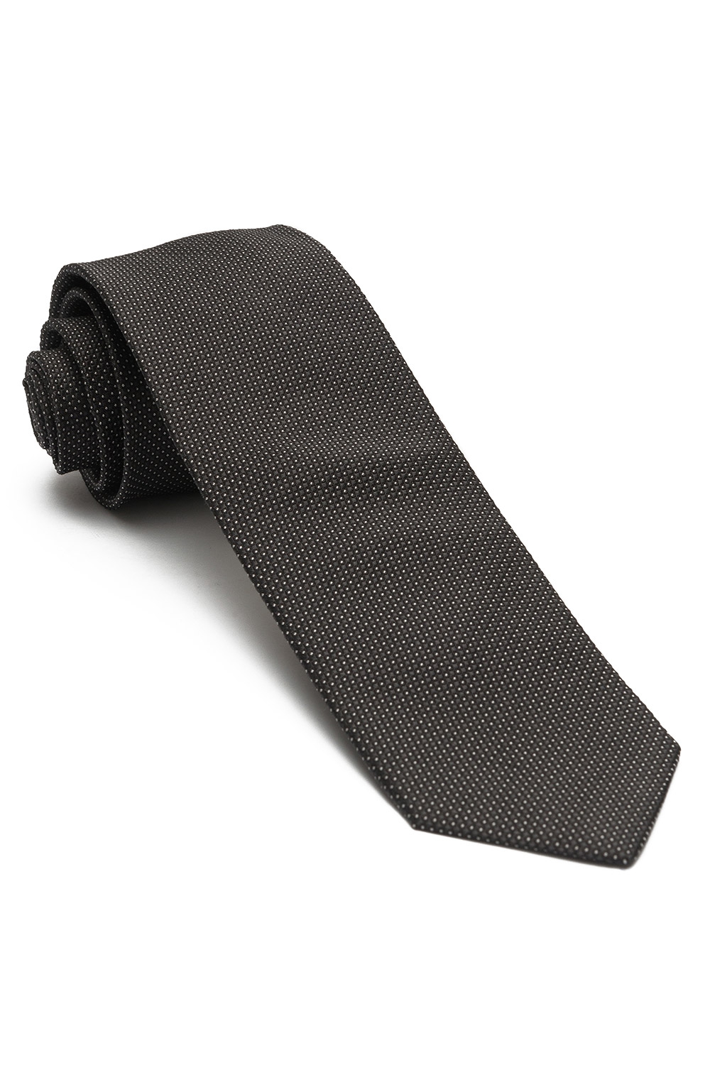 Cravata matase tesuta negru print geometric 0