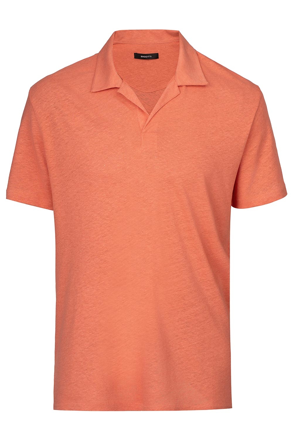 Tricou polo slim coral din in si bumbac 0