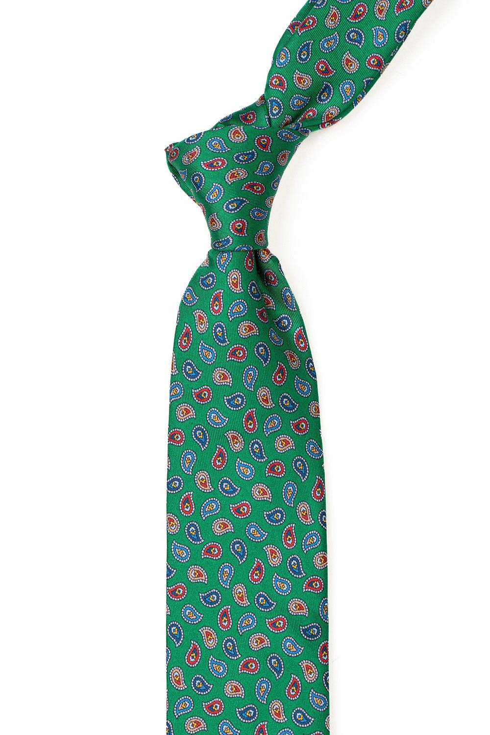 Cravata matase tesuta verde print floral 1