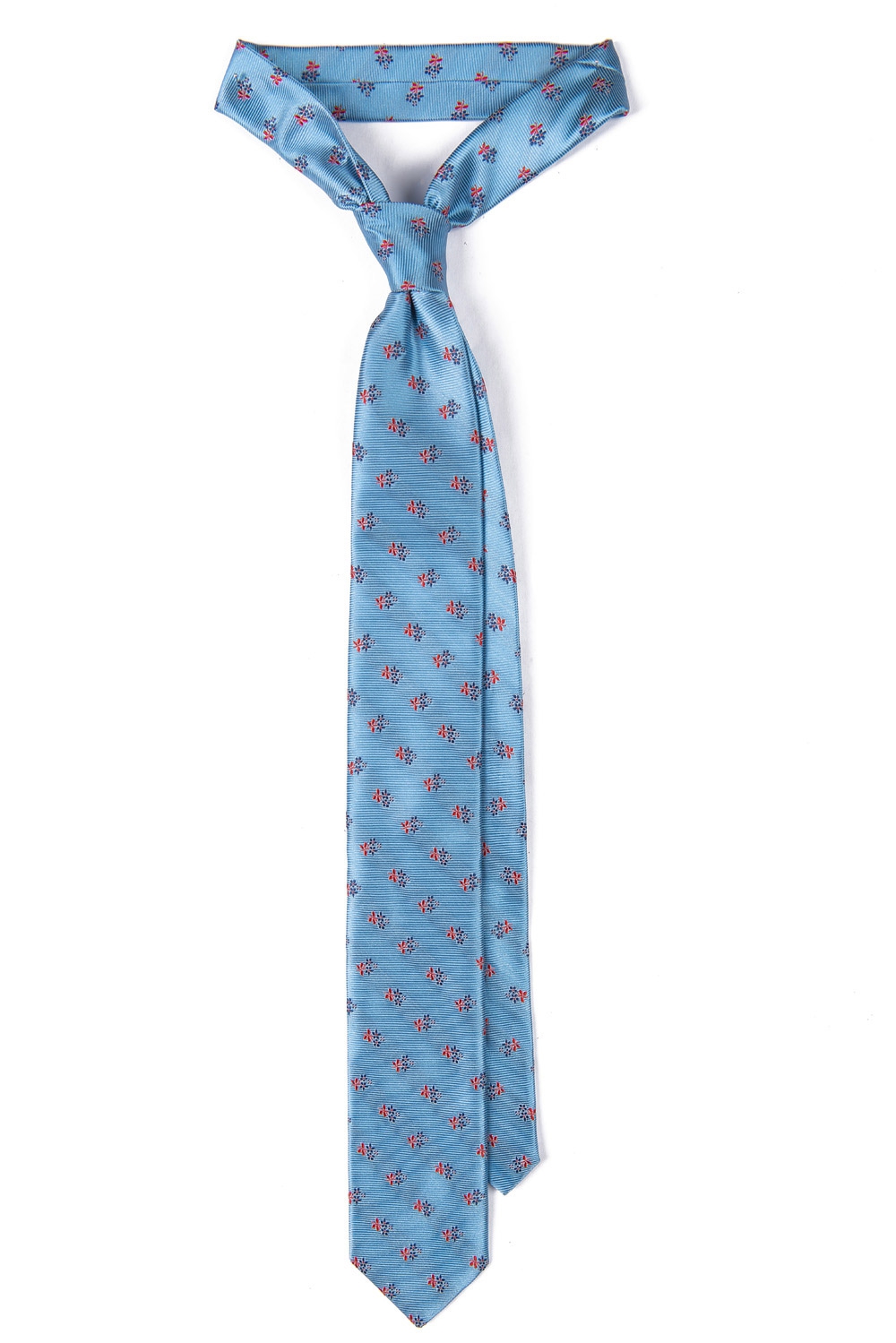 Cravata poliester bleu print floral 0