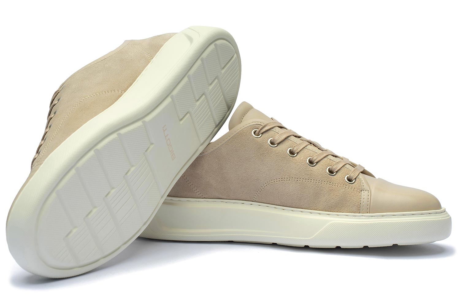 Sneakers bej piele naturala si piele intoarsa 1
