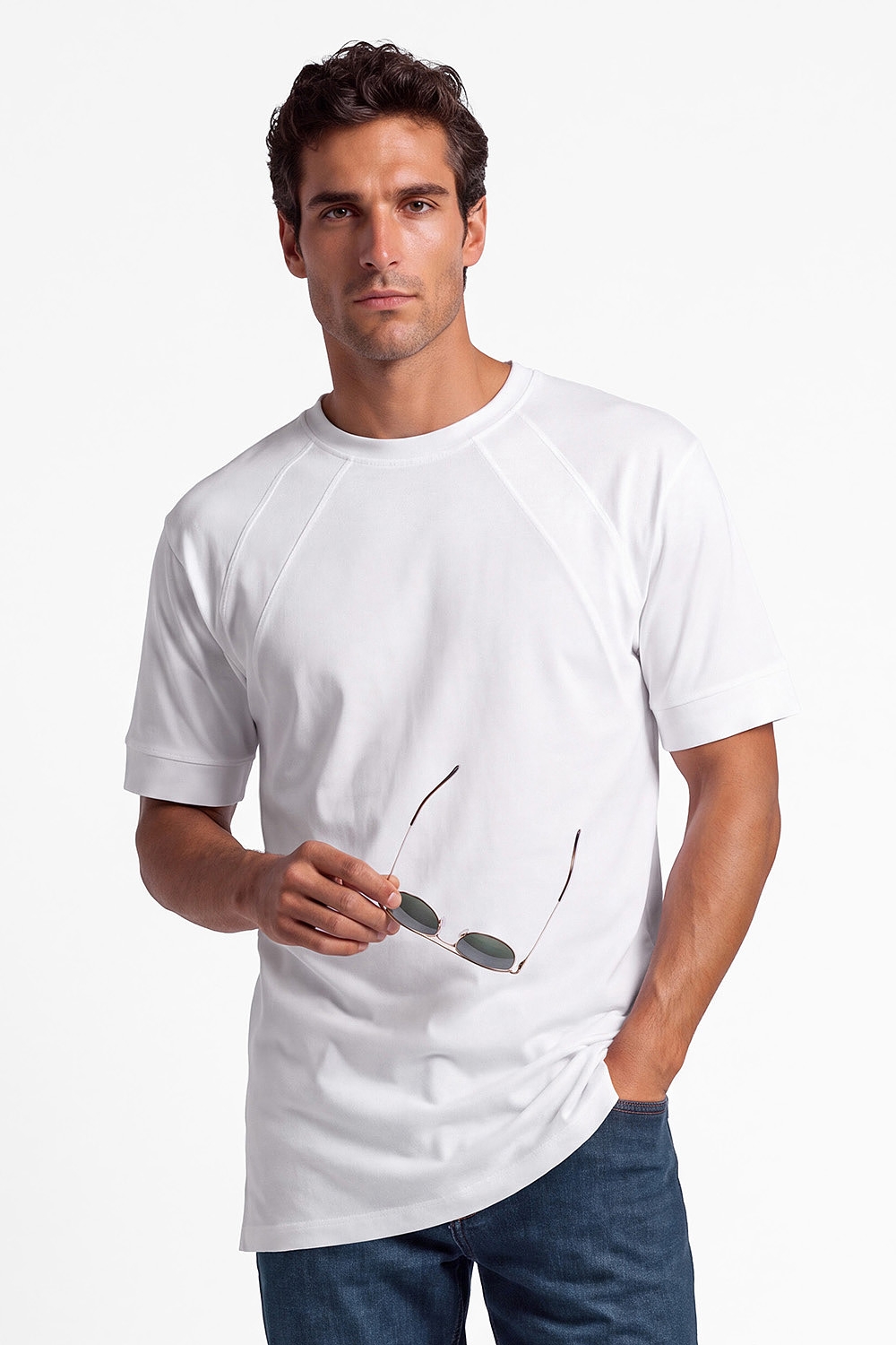 Tricou oversize alb guler rotund 0