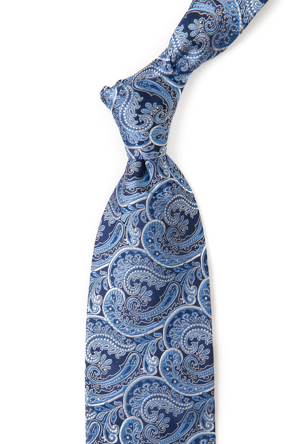 Cravata matase tesuta albastra print floral 1
