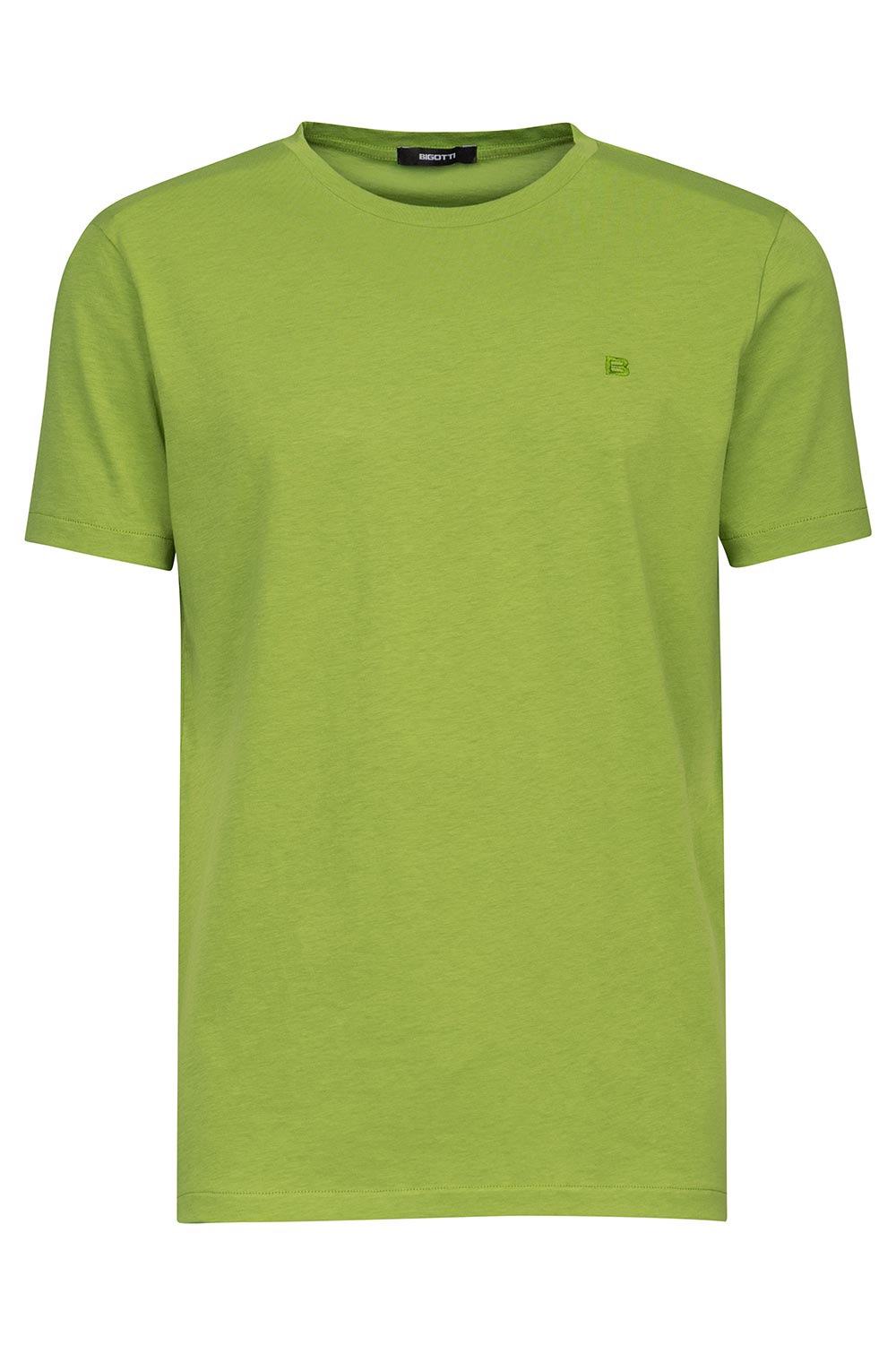 Tricou slim verde uni guler rotund 1