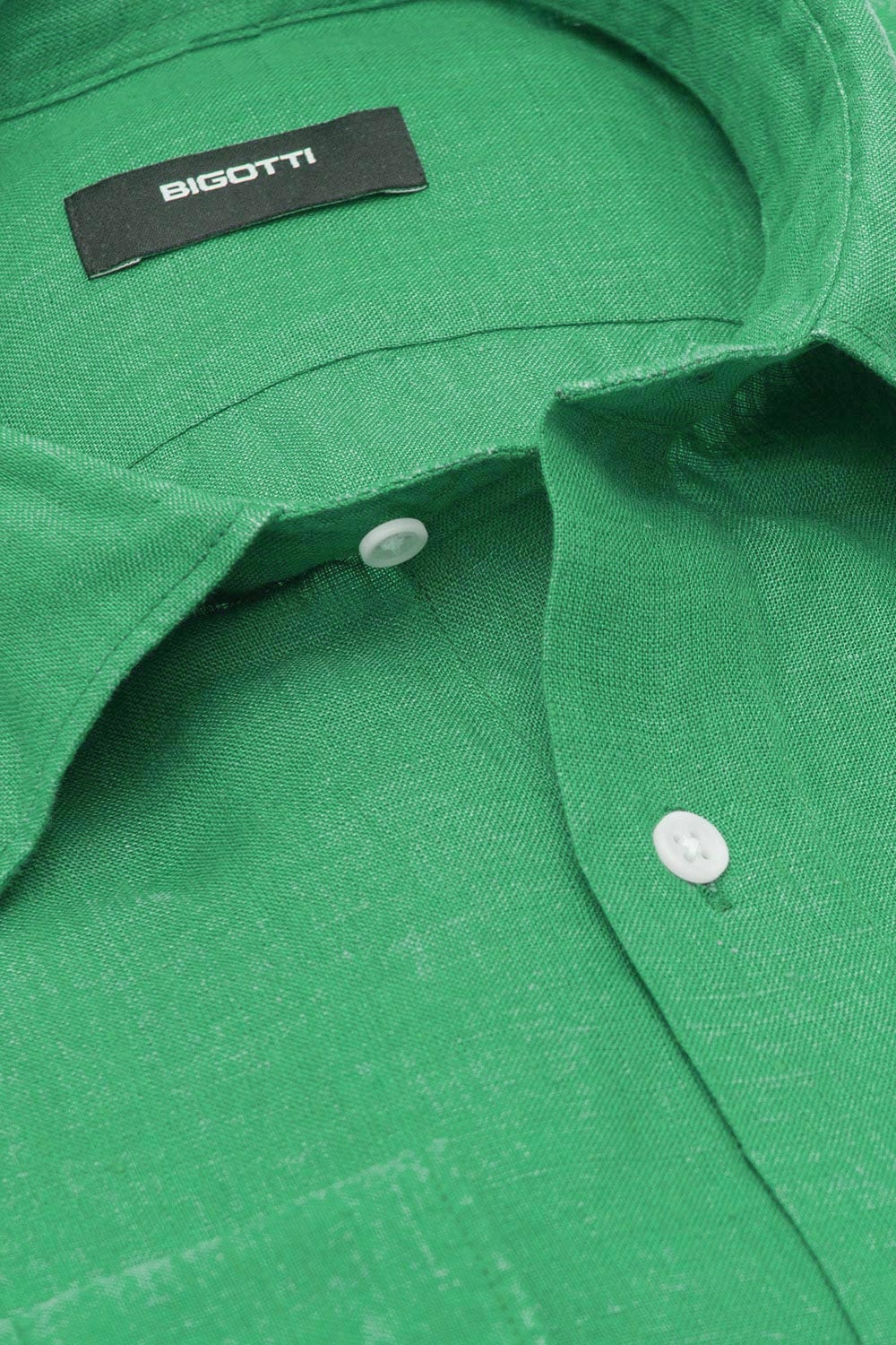 Camasa din in shaped verde uni 1