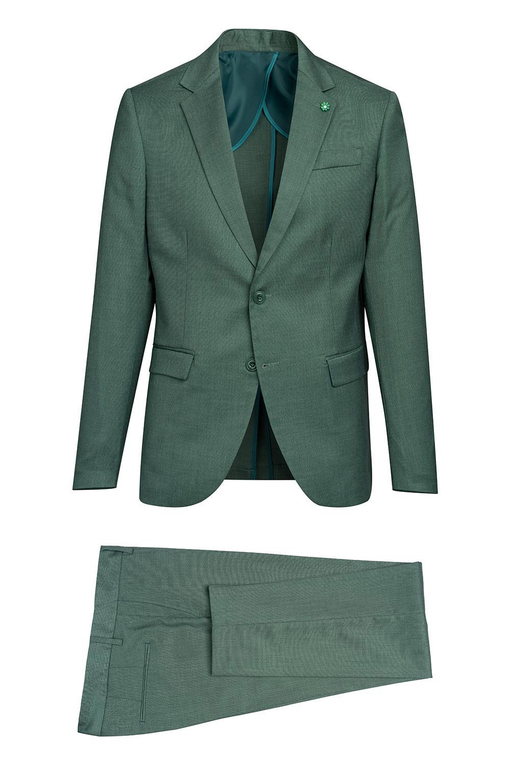 Costum slim verde uni 1