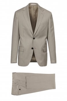 Costum slim bej in dungi