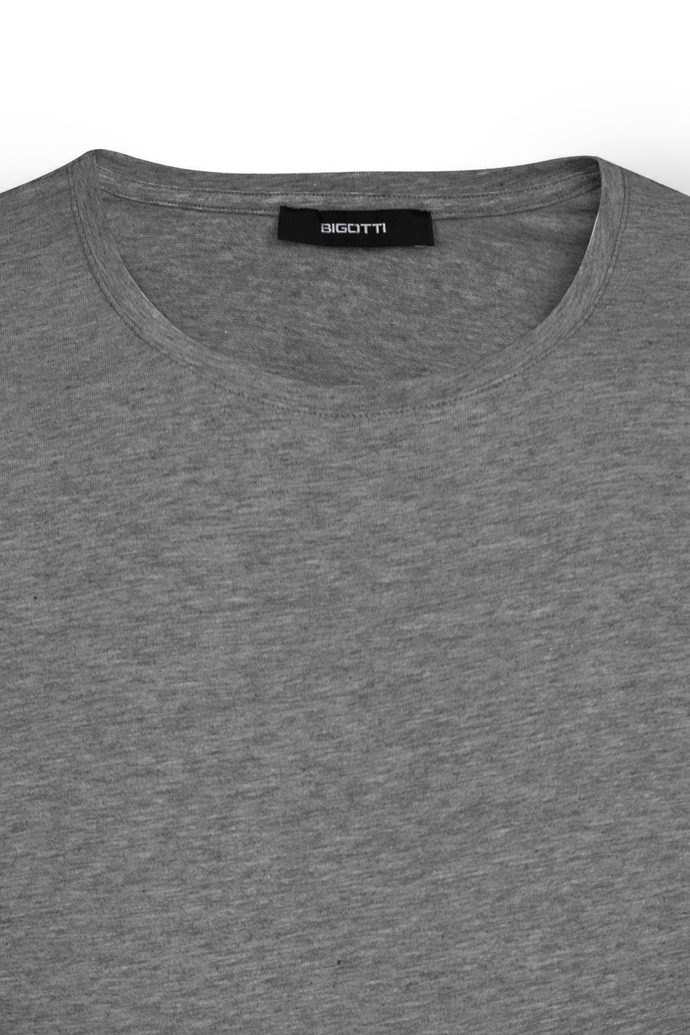Tricou slim gri guler rotund 1