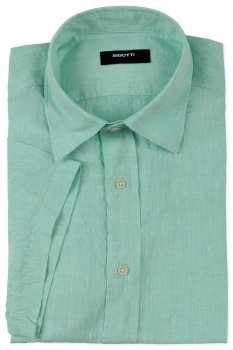 Camasa maneca scurta din in slim aqua