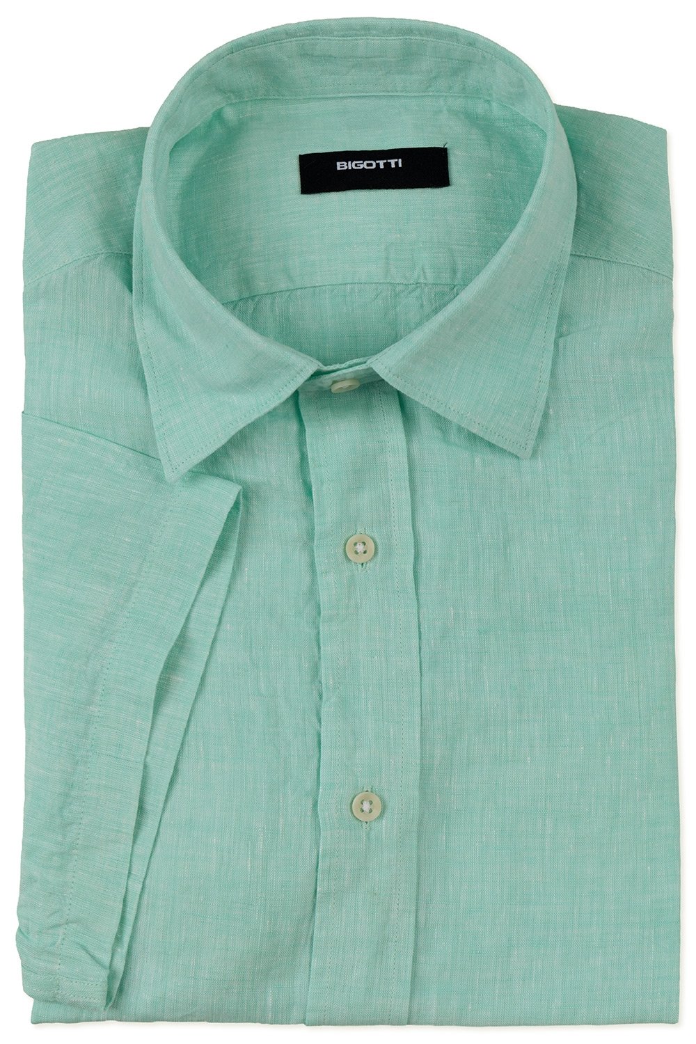 Camasa maneca scurta din in slim aqua 0