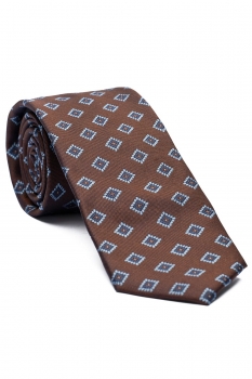 Cravata matase tesuta maro print geometric