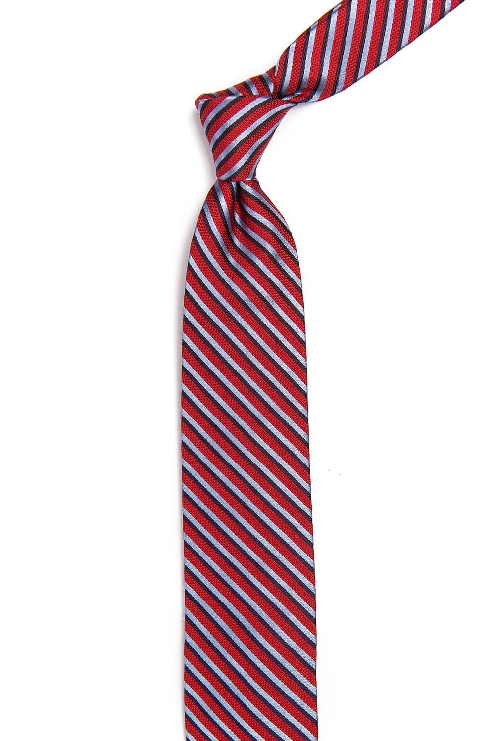 Cravata matase tesuta rosie cu dungi 1