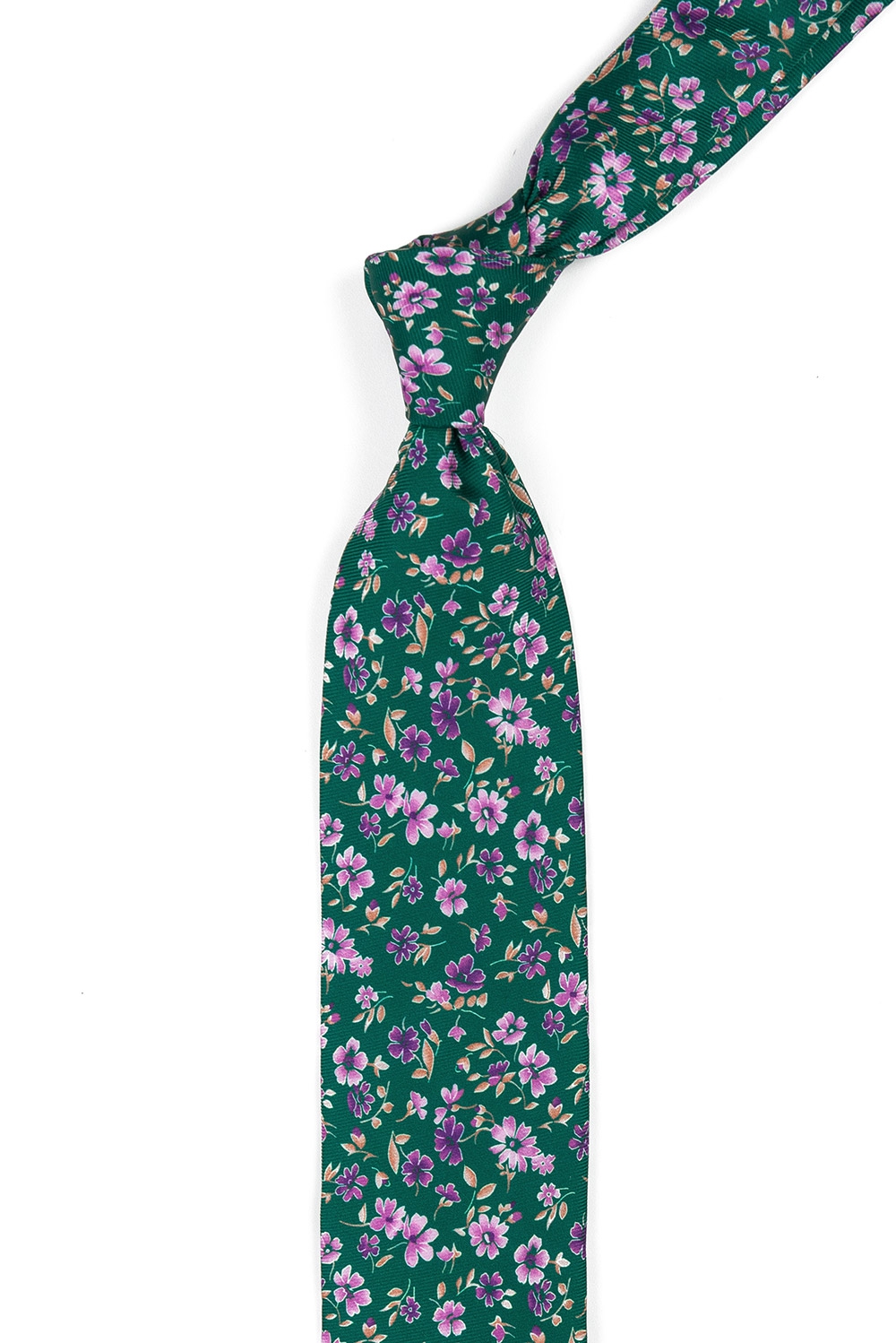 Cravata poliester verde print floral 1