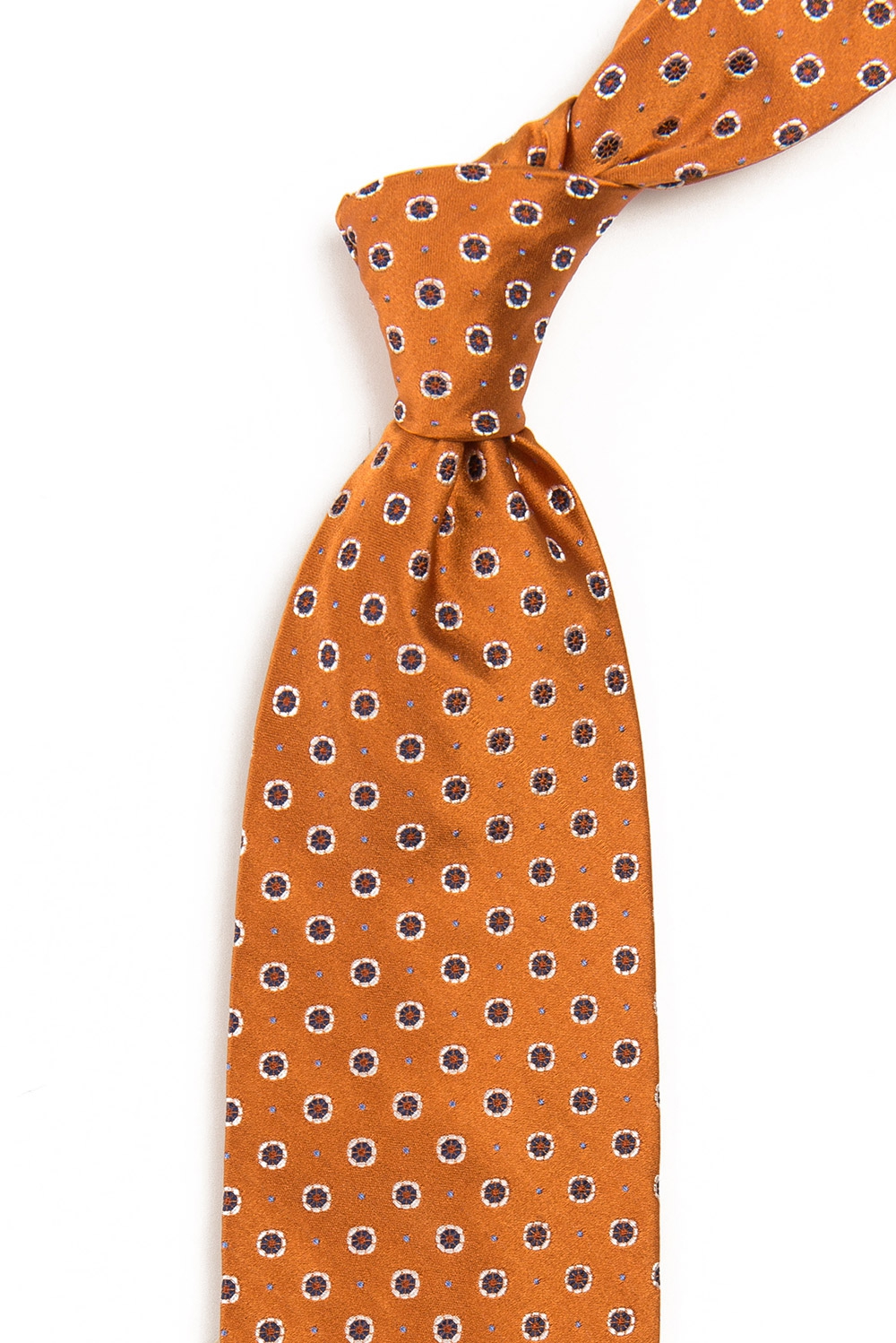 Cravata matase tesuta oranj print floral 1