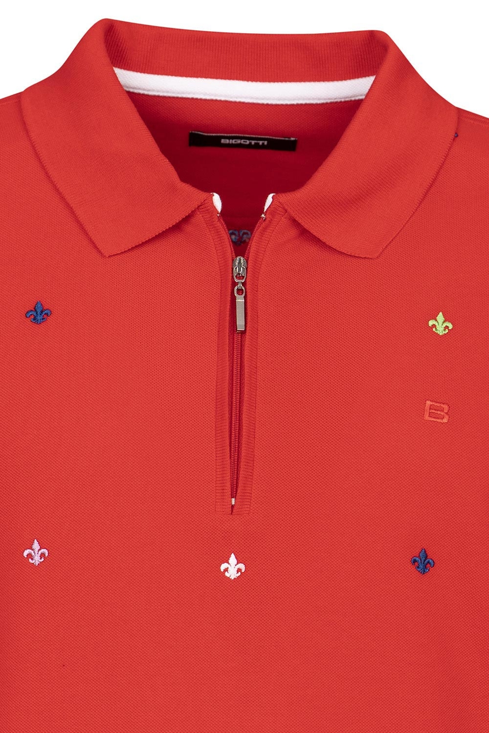 Tricou polo slim rosu print geometric 2