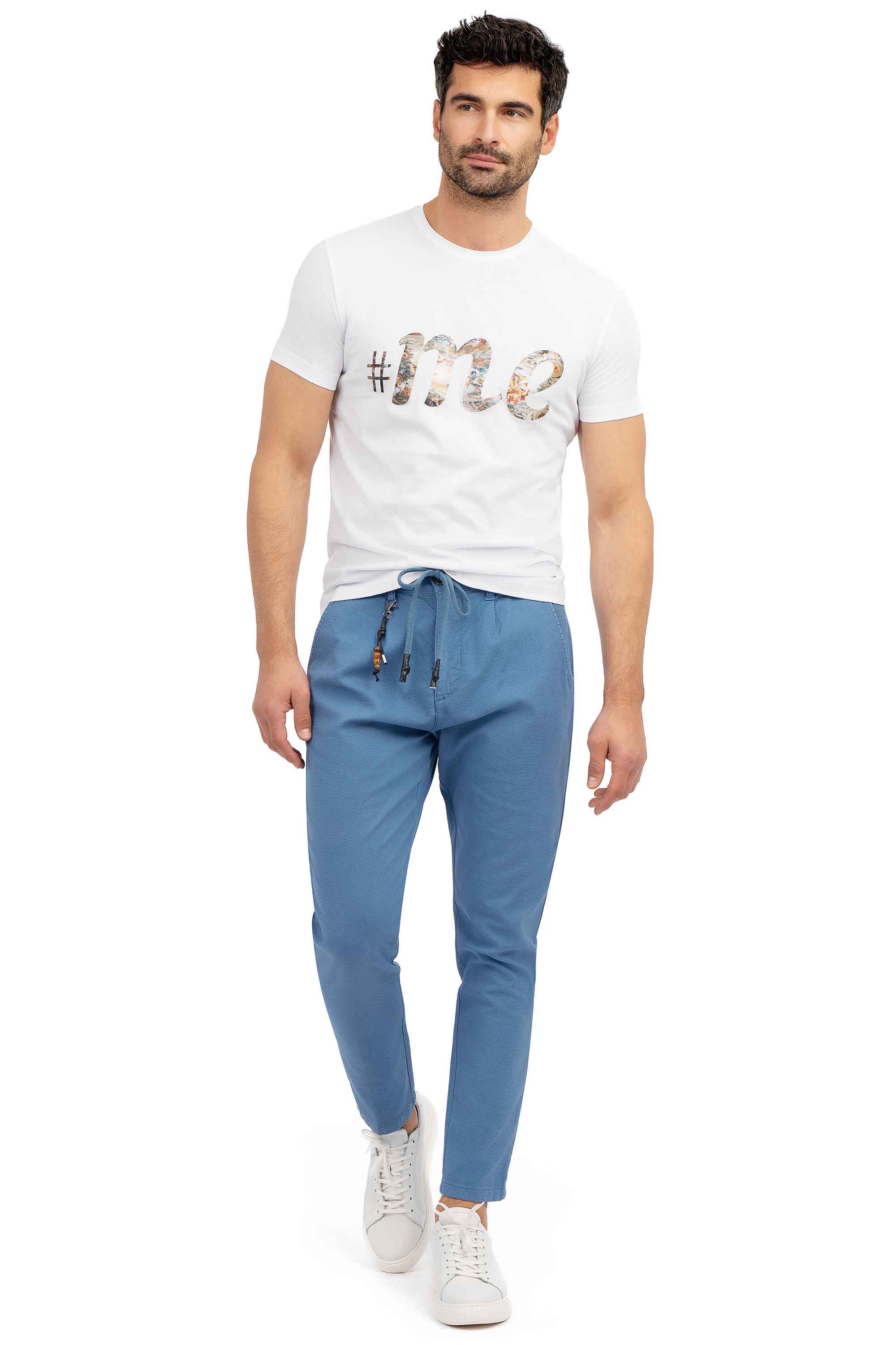 Slim body light blue plain trousers 0
